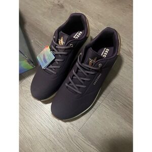 Skechers Uno Shimmer Away Dark Purple Rose Gold Sneakers Womens 12